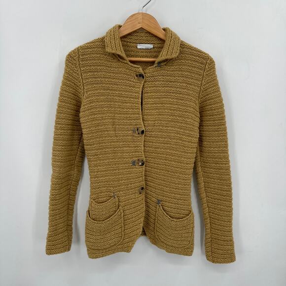 Avant Toi Luxury Italian Lambswool Cardigan Sweater in Gold Size Small - Picture 1 of 6